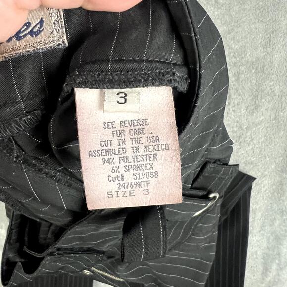 VTG Y2K Paris Blues Pants Womens 3 Low Rise Pinstripe Bootcut Dark Academia Alt - Picture 5 of 11